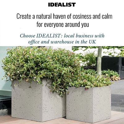 IDEALIST Lite Square Box Contemporary Marble Light Concrete Planter