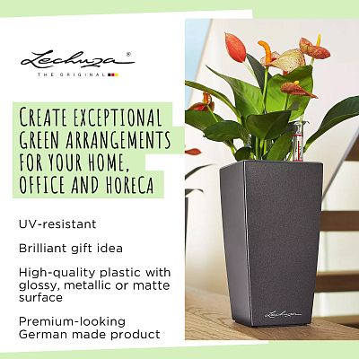 LECHUZA CUBI Square Poly Resin Indoor Self-watering Planter
