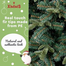 XMMS Swansea Artificial Christmas Tree with Tree Skirt & Cotton Gloves Real Touch Mixed Pine and Fir