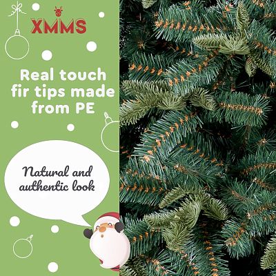 XMMS Swansea Artificial Christmas Tree with Tree Skirt & Cotton Gloves Real Touch Mixed Pine and Fir