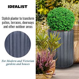 IDEALIST Lite Modern Ribbed Cylinder Round Outdoor Planter