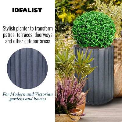 IDEALIST Lite Modern Ribbed Cylinder Round Outdoor Planter