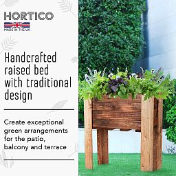Rustic Scandinavian Redwood Raised Bed Outdoor Planter on Legs Made in UK by HORTICO