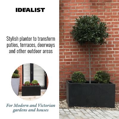IDEALIST Lite Contemporary Light Concrete High Trough Planter Set