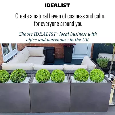 IDEALIST Lite Contemporary Light Concrete Trough Planter Set