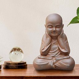 IDEALIST Lite Sitting Baby Monk Rusty Indoor and Outdoor Statue L29.5 W23.5 H39 cm
