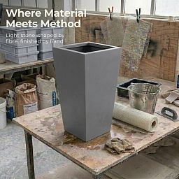 Set of IDEALIST Lite Light Concrete Garden Tall Planters, Outdoor Plant Pots with Tapered Shape
