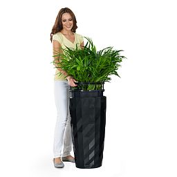 LECHUZA DIAMANTE Premium Glossy Round Tall Poly Resin Self-watering Planter