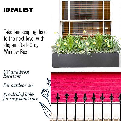 IDEALIST Lite Window Box Light Concrete Planter Set