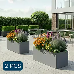 IDEALIST Lite Contemporary Light Concrete Trough Planter Set