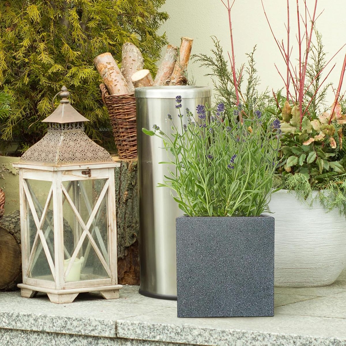 IDEALIST Lite Textured Concrete Effect Square Outdoor Planter