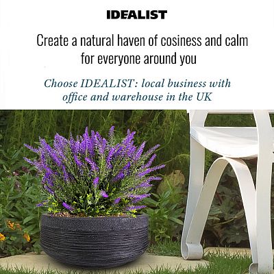IDEALIST Lite Ribbed Light Concrete Bowl Planter