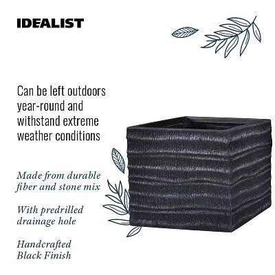 IDEALIST Lite Straw Ribbed Square Outdoor Planter