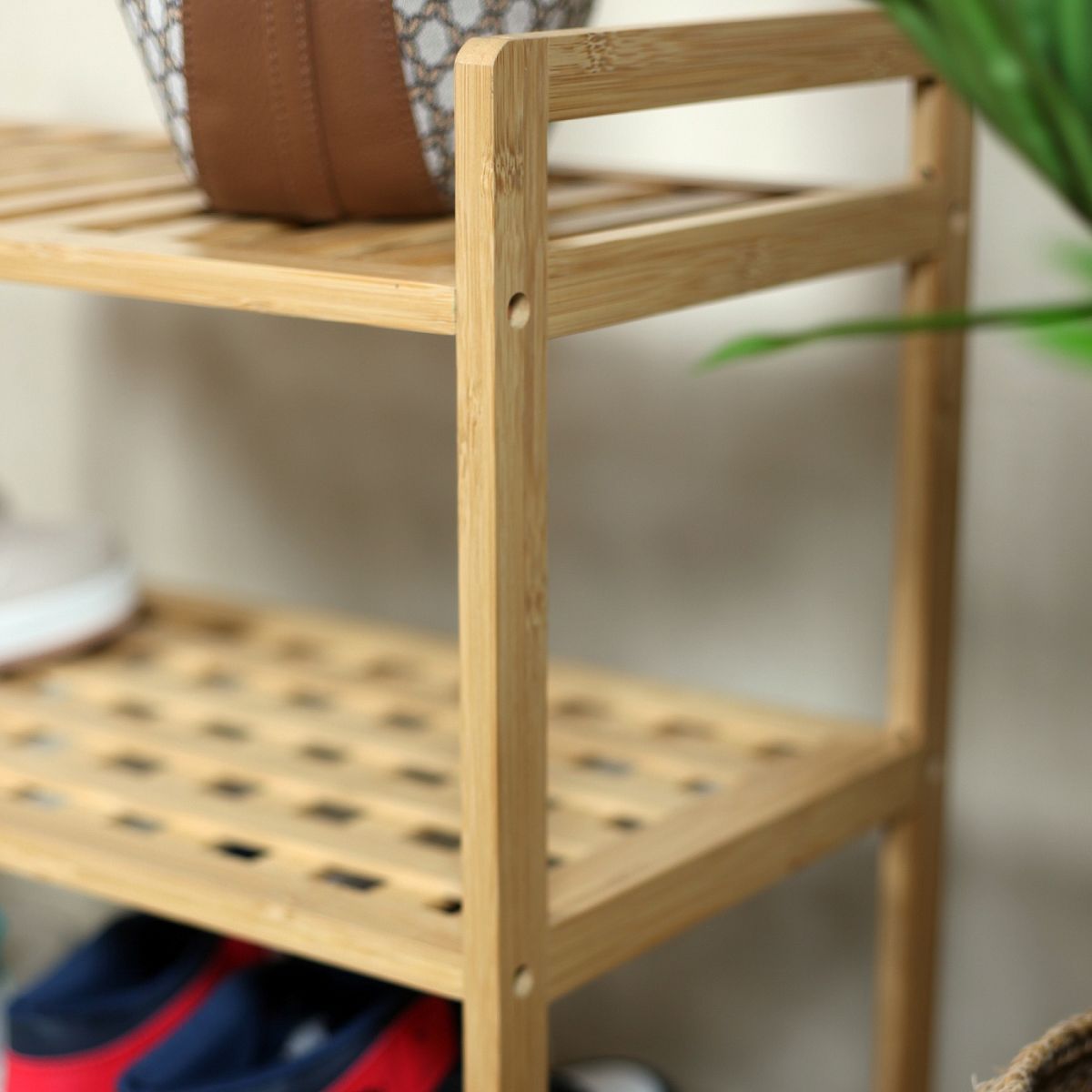 Froppi Bamboo Multi-Purpose Shoe Rack for Shoe Storage 3-Tier Wooden Shoe Shelf and Organiser