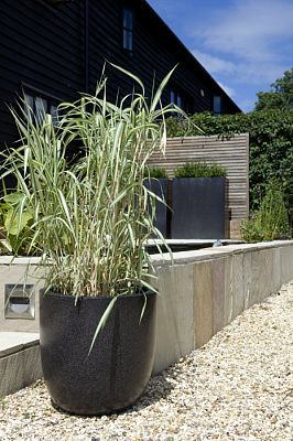 Round Egg Fiberstone Contemporary Planter by Cadix Capi Lux