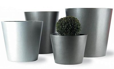 Geo Round Fiberglass Round Tall Alu Tx Planter Pot In/Out