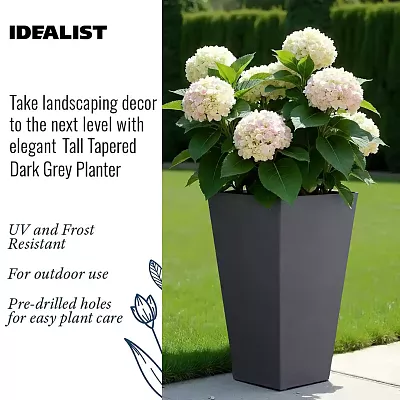 IDEALIST Lite Tall Tapered Contemporary Light Concrete Planter Set