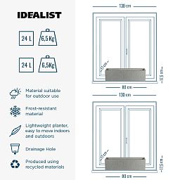 IDEALIST Lite Window Box Light Concrete Planter Set