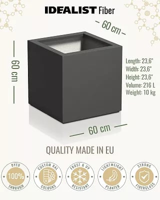 PURE Cube Outdoor Fiberglass Planter