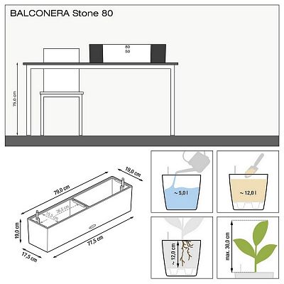 LECHUZA BALCONERA Stone Trough Poly Resin Self-watering Planter Set