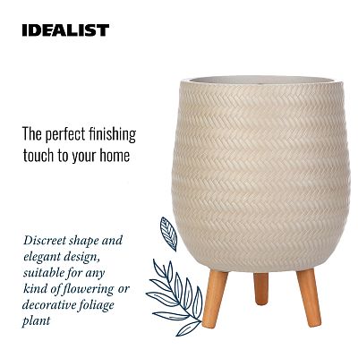 IDEALIST Lite Plaited Style Egg Planter on Legs, Round Pot Plant Stand Indoor