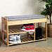Froppi Bamboo Shoe Storage Bench 2-Tier Wooden Shoe Shelf and Rack with Seat and Storage Box
