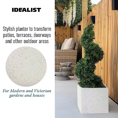 IDEALIST Lite Square Box Contemporary Marble Light Concrete Planter