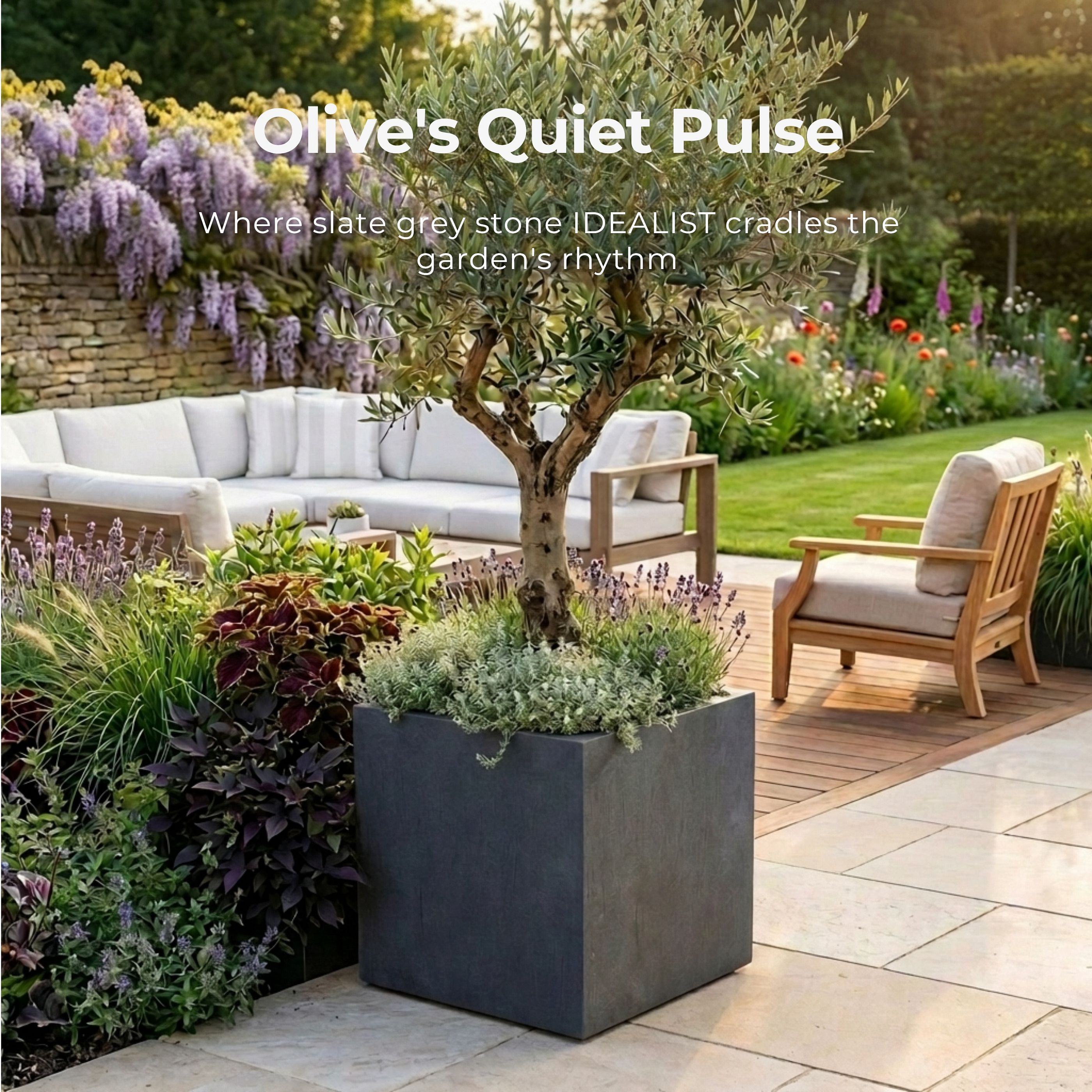 IDEALIST Lite Square Box Contemporary Light Concrete Planter