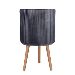 IDEALIST Lite Ribbed Cylinder Planter on Legs, Round Pot Plant Stand Indoor
