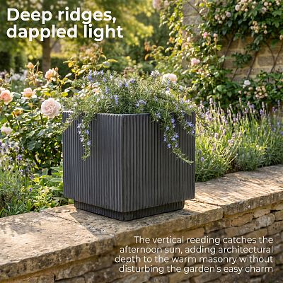IDEALIST Lite Vertical Ribbed Square Effect Outdoor Planter