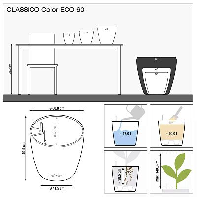 LECHUZA CLASSICO Color ECO Round PCR Plastic Self-watering Planter