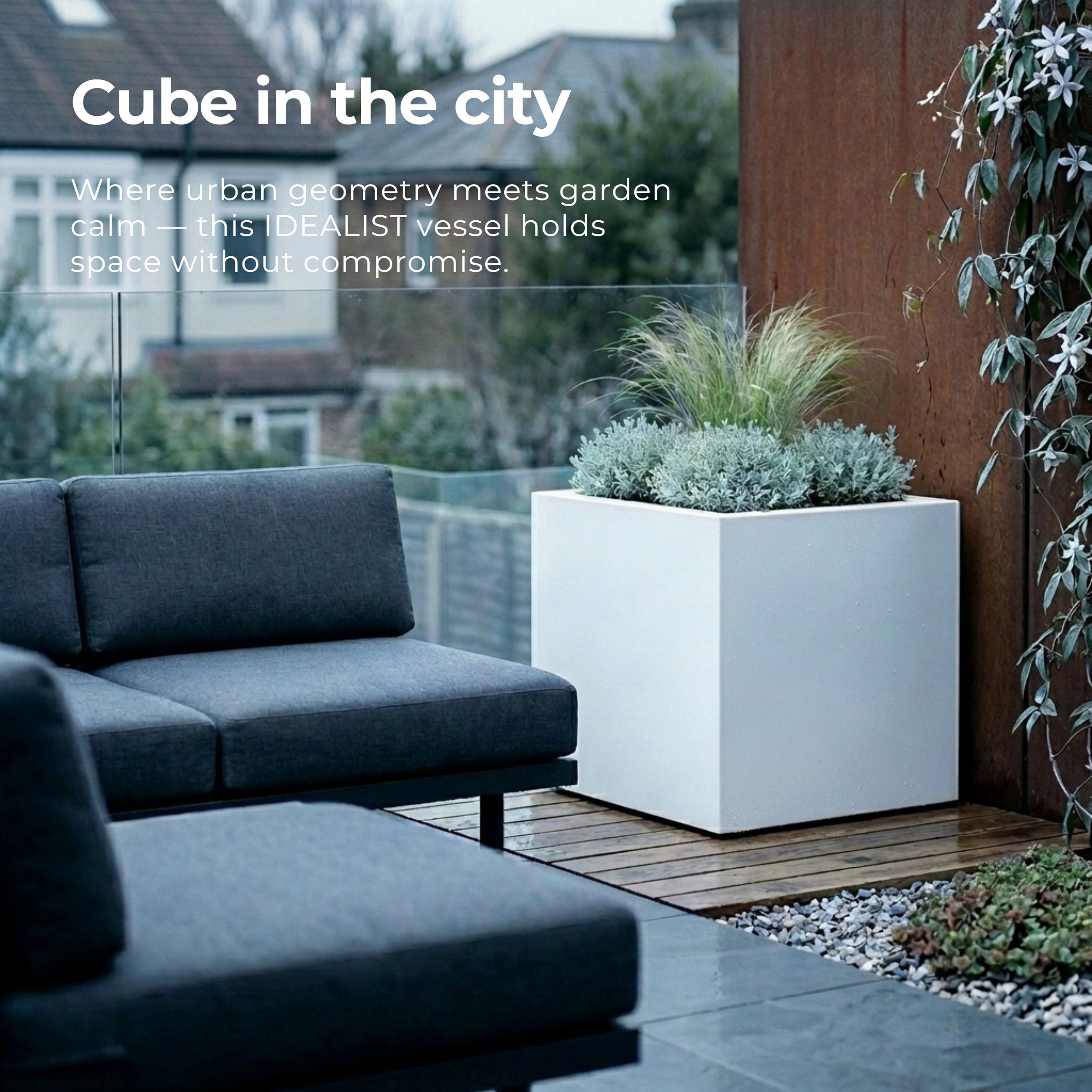 IDEALIST Lite Square Box Contemporary Light Concrete Planter