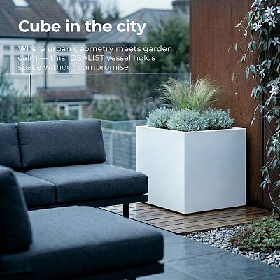 IDEALIST Lite Square Box Contemporary Light Concrete Planter