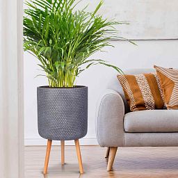 IDEALIST Lite Honeycomb Style Cylinder Planter on Legs, Round Pot Plant Stand Indoor