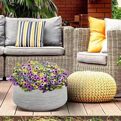 IDEALIST Lite Ribbed Light Concrete Bowl Planter