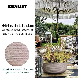 IDEALIST Lite Large Ribbed Light Concrete Bowl Planter