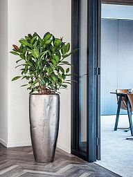 Opus Raw Polystone Tall Planter + Liner | Round Indoor Plant Pot