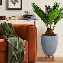 IDEALIST Lite Striped Egg Planter on Legs, Round Pot Plant Stand Indoor