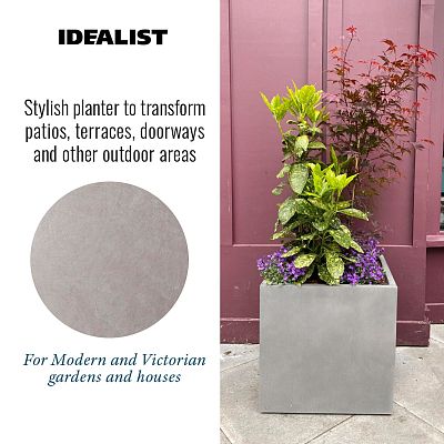 IDEALIST Lite Square Box Contemporary Light Concrete Planter