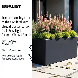 IDEALIST Lite Contemporary Light Concrete High Trough Planter