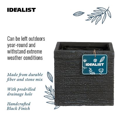 IDEALIST Lite Ribbed Light Concrete Square Planter
