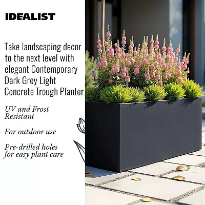 IDEALIST Lite Contemporary Light Concrete High Trough Planter
