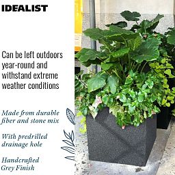 IDEALIST Lite Textured Concrete Effect Square Outdoor Planter