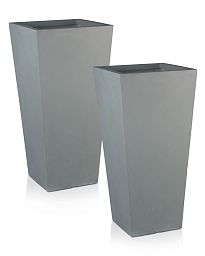 Set of IDEALIST Lite Light Concrete Garden Tall Planters, Outdoor Plant Pots with Tapered Shape