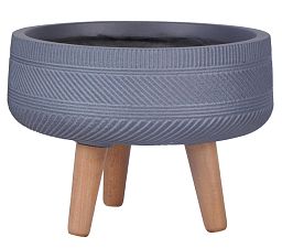 IDEALIST Lite Striped Tray Round Planter on Legs, Round Pot Plant Stand Indoor