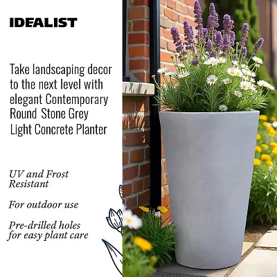 IDEALIST Lite Contemporary Round Light Concrete Planter