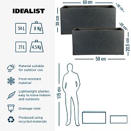 IDEALIST Lite Contemporary Light Concrete Trough Planter Set