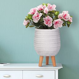 IDEALIST Lite Plaited Style Egg Planter on Legs, Round Pot Plant Stand Indoor