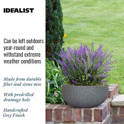 IDEALIST Lite Textured Concrete Effect Bowl Outdoor Planter