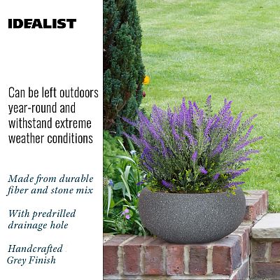 IDEALIST Lite Textured Concrete Effect Bowl Outdoor Planter